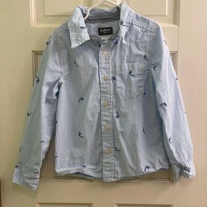 OshKosh B’Gosh Boy’s Whale and Stripes Button Down - EUC